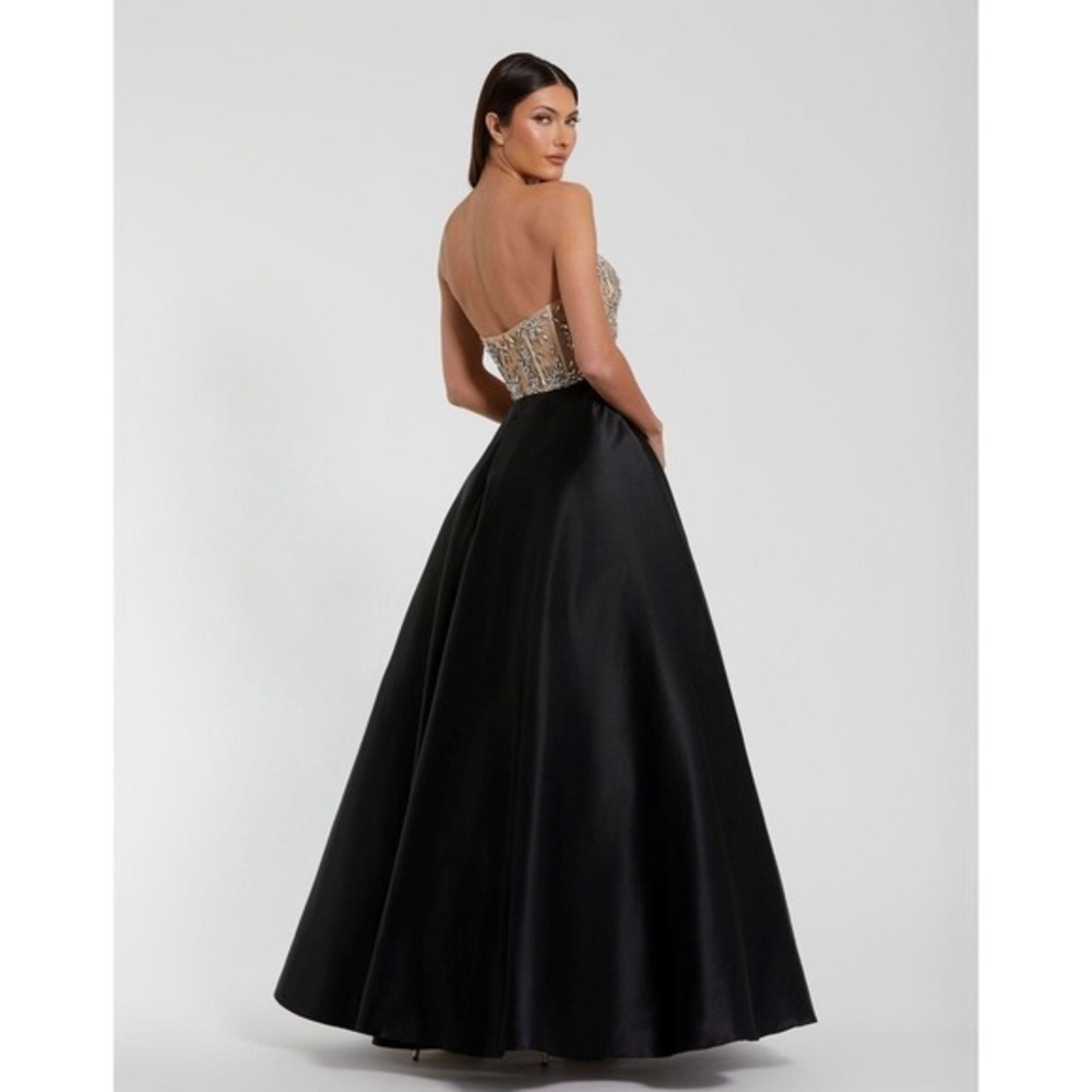 NWT Mac Duggal Black Nude Strapless Embellished Bustier Ball Gown $898 - Size 8 - Picture 7 of 15